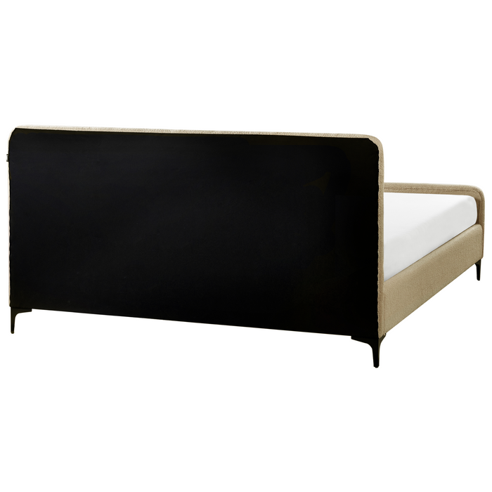 Beliani - LUNAN - Tweepersoonsbed - Taupe - 180 x 200 cm - Bouclé