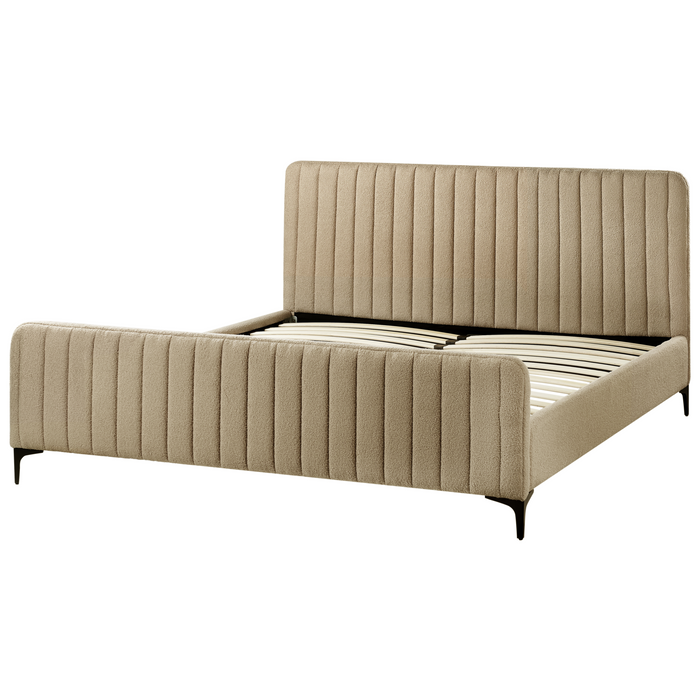 Beliani - LUNAN - Tweepersoonsbed - Taupe - 180 x 200 cm - Bouclé