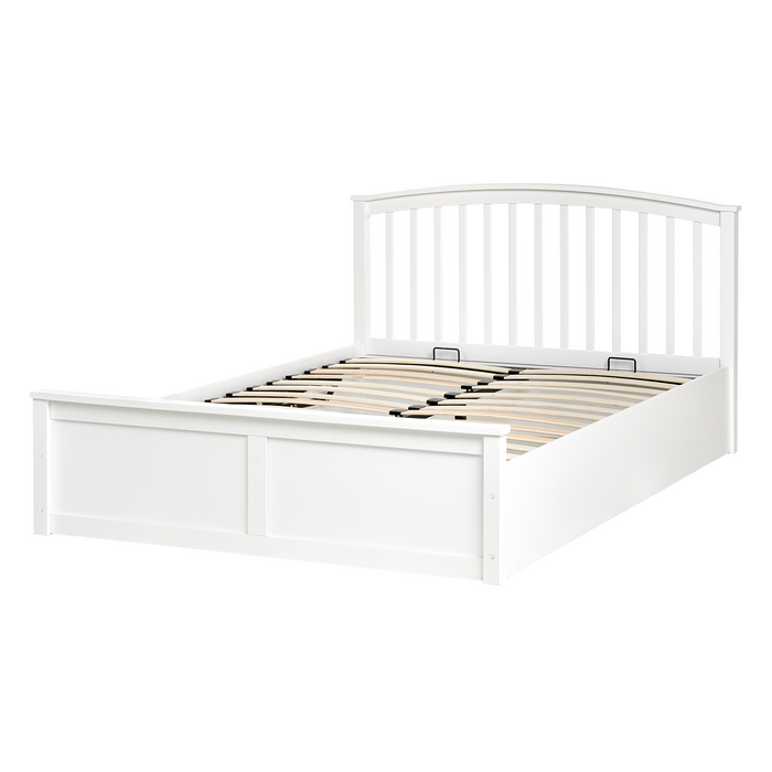 Beliani-CLARBEC-Bed met opbergruimte-Wit-140 x 200 cm-Dennenhout