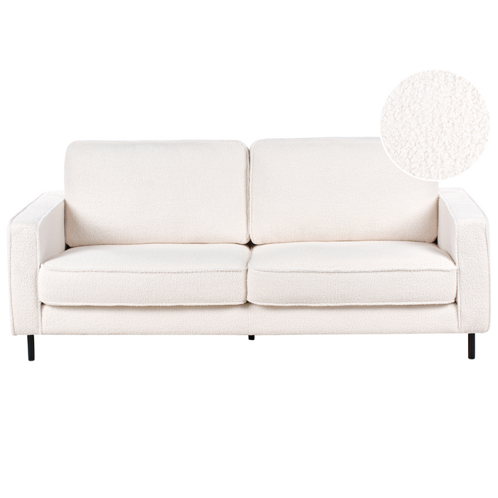 Beliani - SAVALEN - Driezitsbank - Wit - Bouclé