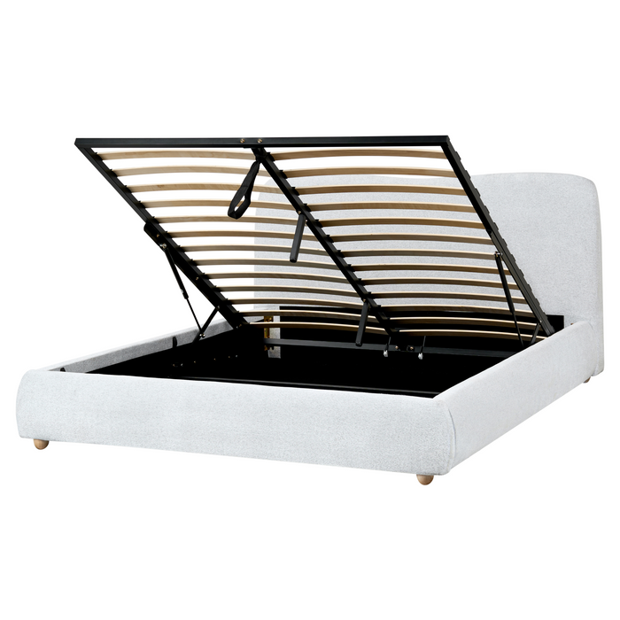 Beliani-BLAGNAC-Bed met opbergruimte-Lichtgrijs-160 x 200 cm-Stof