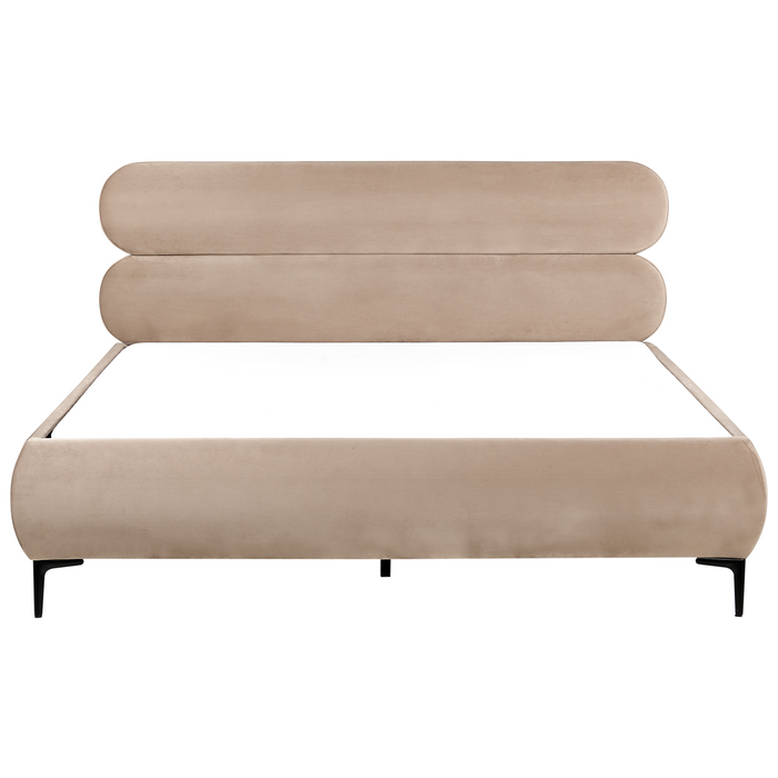 Beliani - LESSAY - Tweepersoonsbed - Taupe - 180 x 200 cm - Fluweel