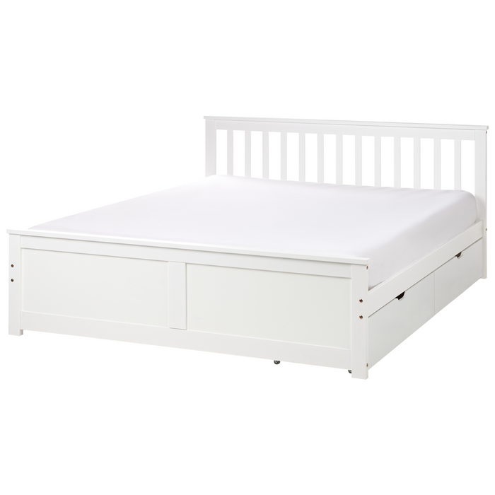 Beliani - OLENDON - Bed met 2 lades - Wit - 160 x 200 cm - Dennenhout