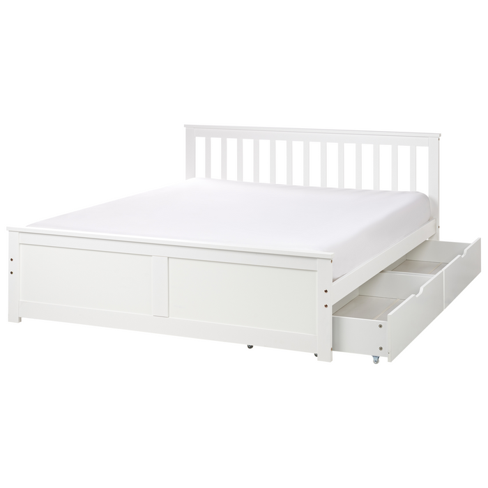 Beliani - OLENDON - Bed met 2 lades - Wit - 160 x 200 cm - Dennenhout