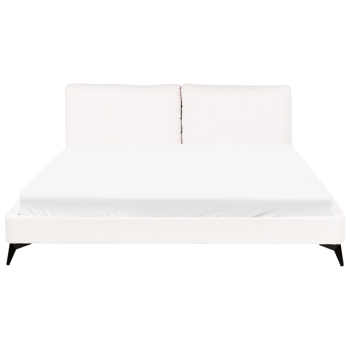 Beliani-MELLE -Tweepersoonsbed-Gebroken wit-180 x 200 cm-Bouclé