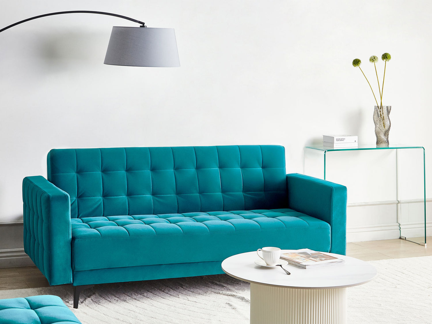 Beliani - ABERDEEN - Driezitsbank - Zeeblauw - Fluweel