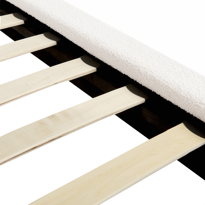 Beliani-MELLE -Tweepersoonsbed-Gebroken wit-180 x 200 cm-Bouclé