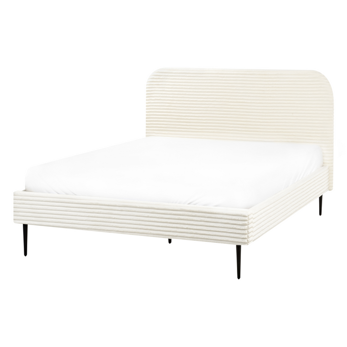 Beliani-FLAYAT -Tweepersoonsbed-Gebroken wit-140 x 200 cm-Corduroy