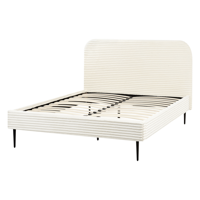 Beliani-FLAYAT -Tweepersoonsbed-Gebroken wit-140 x 200 cm-Corduroy