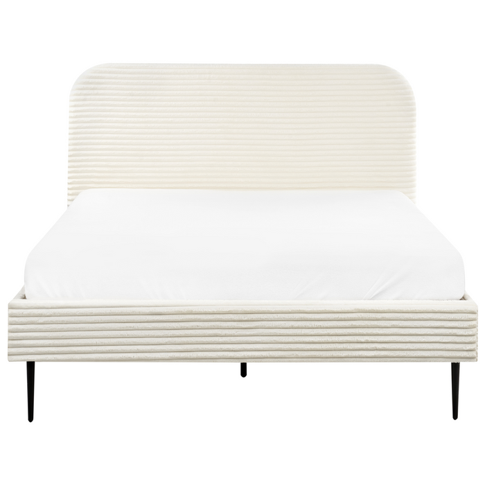 Beliani-FLAYAT -Tweepersoonsbed-Gebroken wit-140 x 200 cm-Corduroy