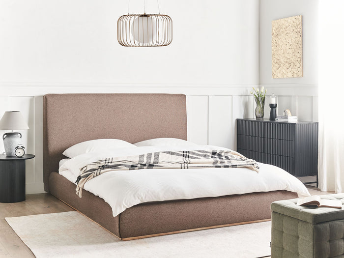 Beliani-CAMPAGNE-Bed met opbergruimte-Bruin-160 x 200 cm-Polyester