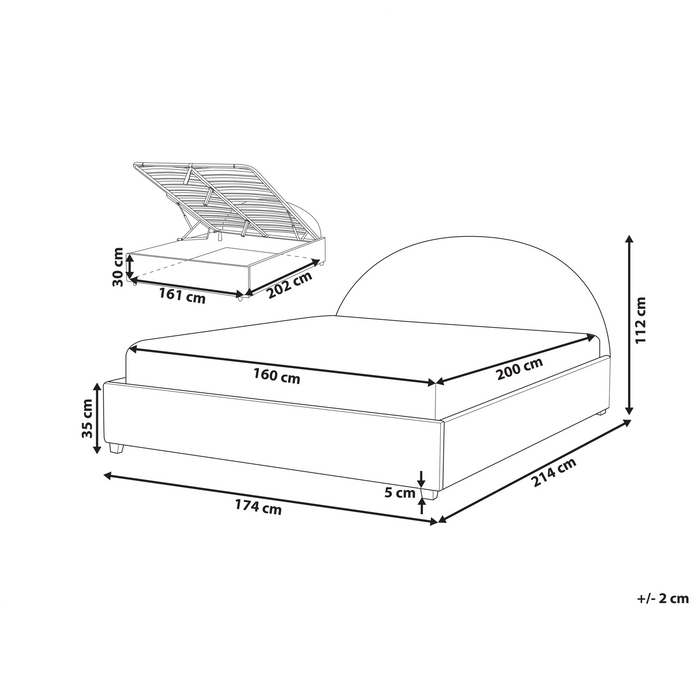 Beliani-VAUCLUSE-Bed met opbergruimte-Lichtblauw-160 x 200 cm-Stof