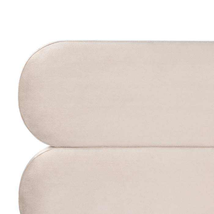 Beliani-LESSAY-Tweepersoonsbed-Lichtbeige-160 x 200 cm-Fluweel