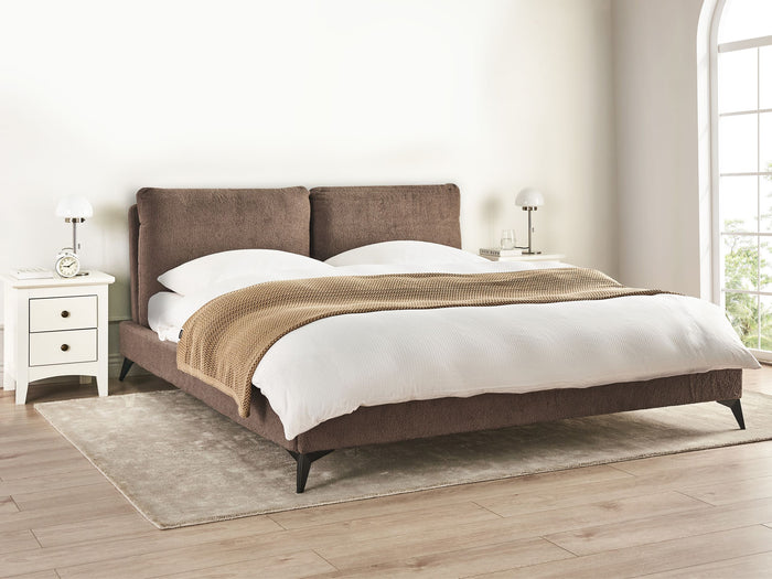 Beliani - MELLE - Tweepersoonsbed - Bruin - 180 x 200 cm - Bouclé