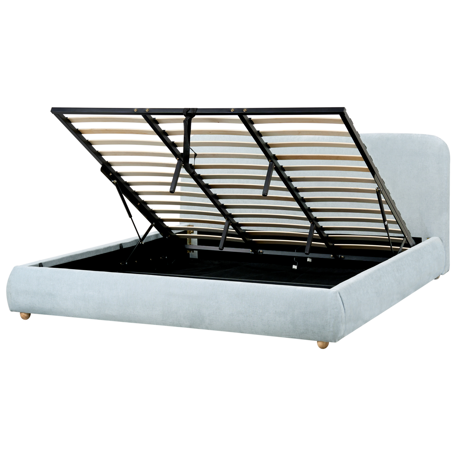 Beliani-BLAGNAC-Bed met opbergruimte-Lichtblauw-180 x 200 cm-Stof