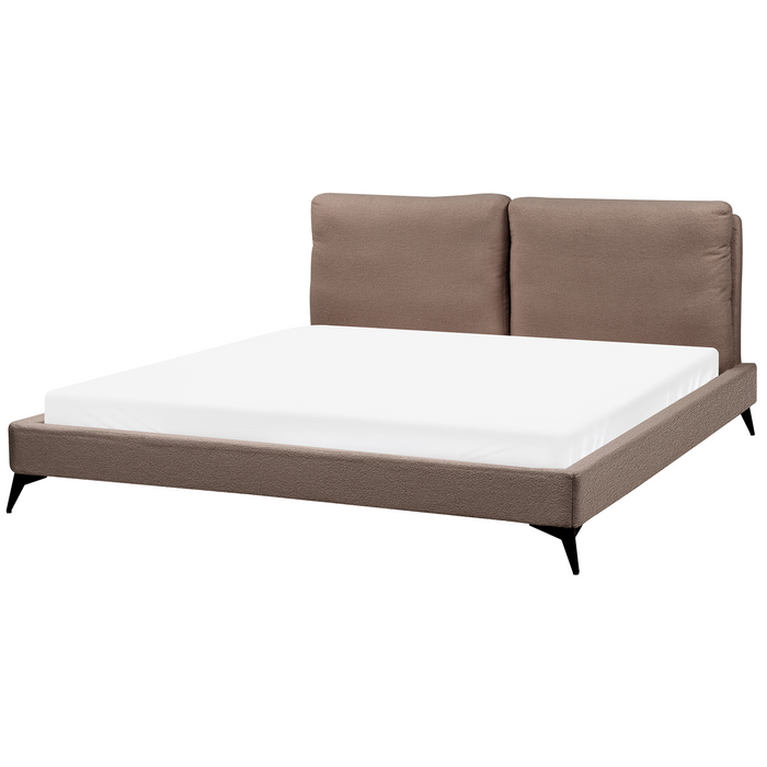 Beliani - MELLE - Tweepersoonsbed - Bruin - 180 x 200 cm - Bouclé