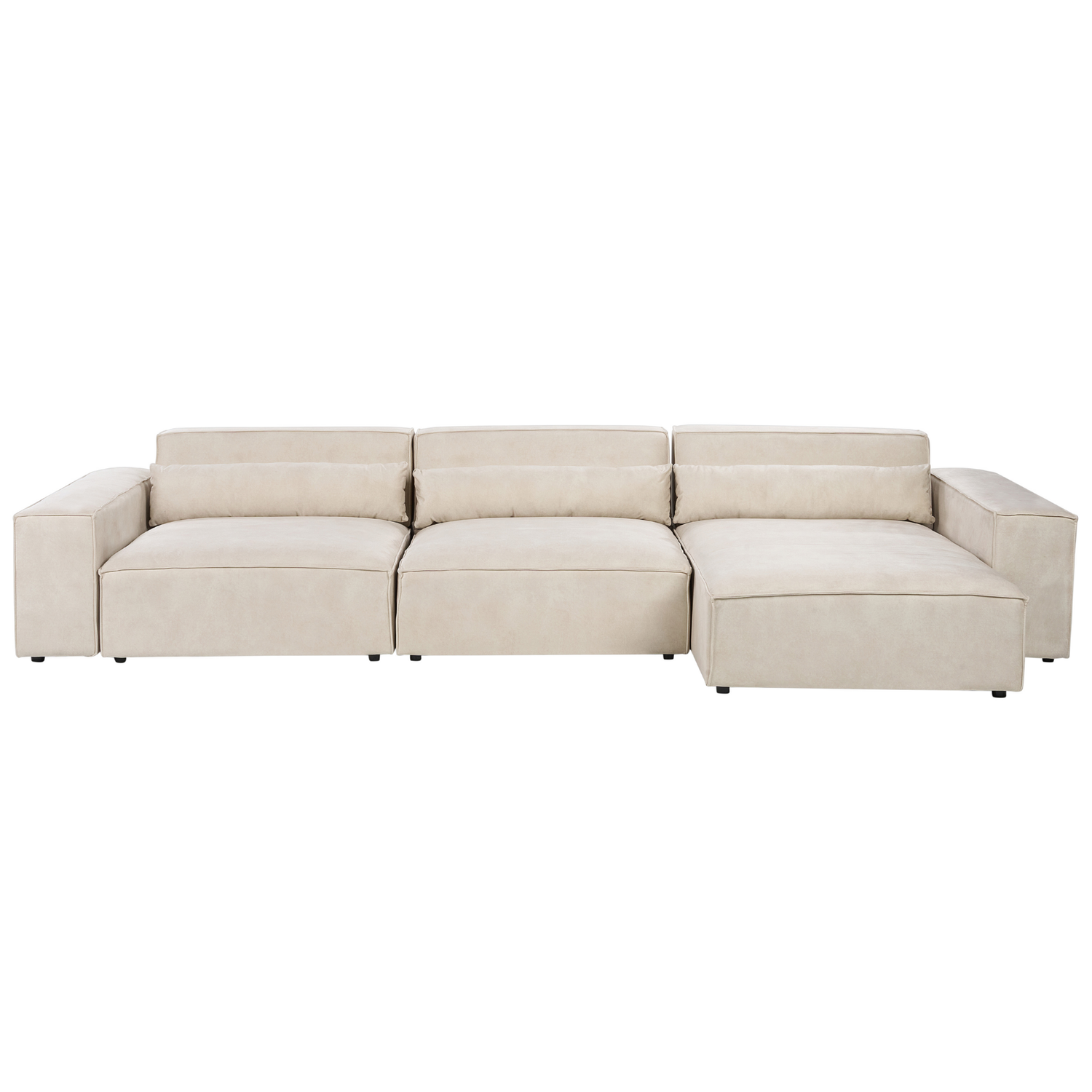 Beliani - HELLNAR - Hoekbank 3-zits - Beige - Linkszijdig - Fluweel