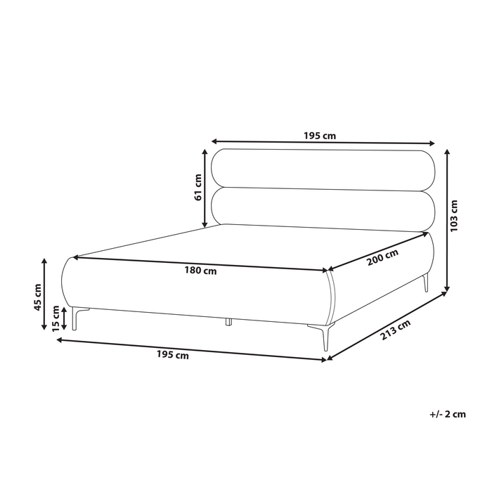 Beliani - LESSAY - Tweepersoonsbed - Off-white - 180 x 200 cm - Bouclé