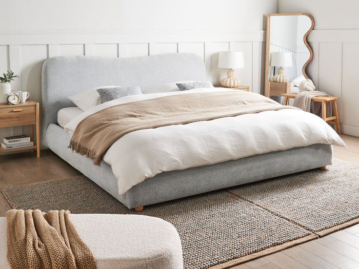 Beliani-BLAGNAC-Bed met opbergruimte-Lichtgrijs-180 x 200 cm-Stof