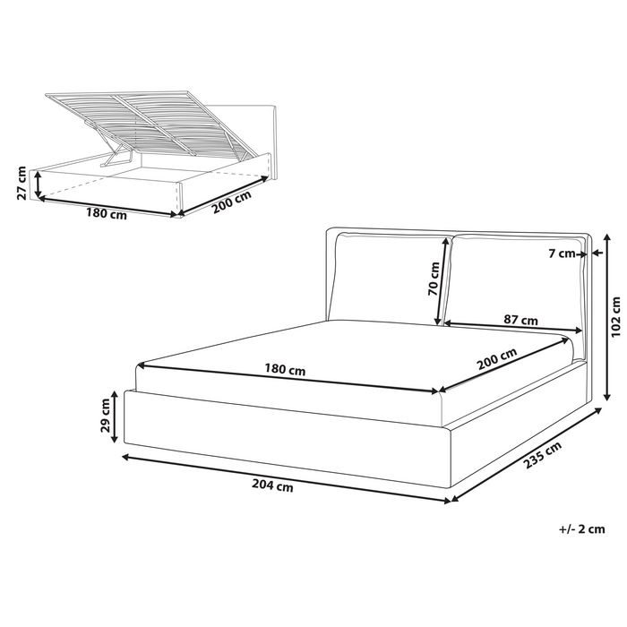 Beliani-BAJONNA-Bed met opbergruimte-Bruin-180 x 200 cm-Bouclé