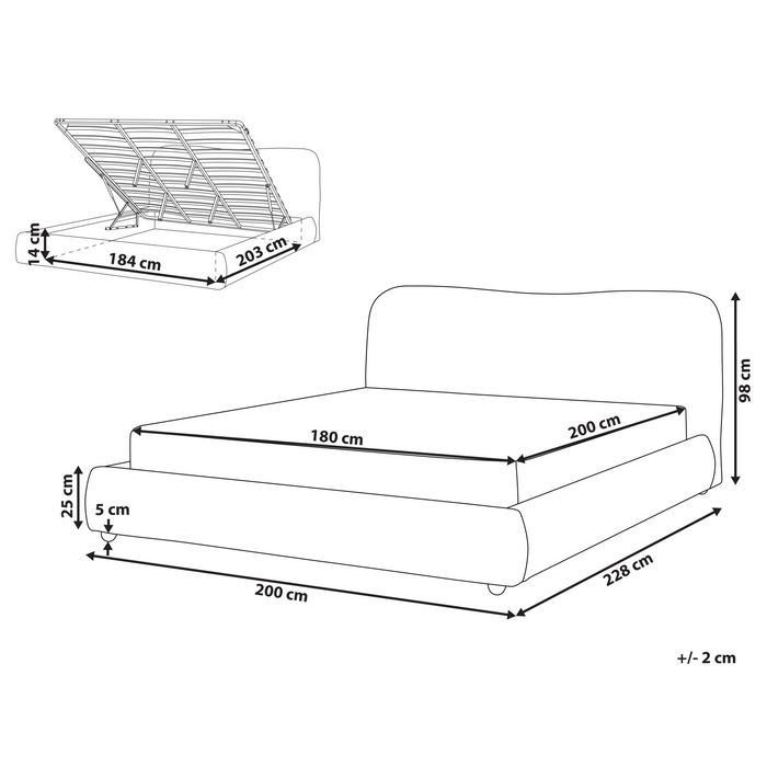 Beliani-BLAGNAC-Bed met opbergruimte-Lichtgrijs-180 x 200 cm-Stof