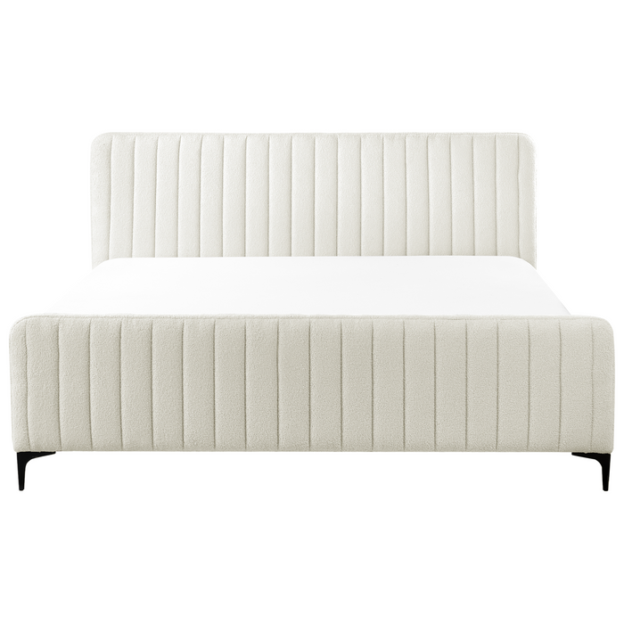 Beliani-LUNAN-Tweepersoonsbed-Gebroken wit-180 x 200 cm-Bouclé