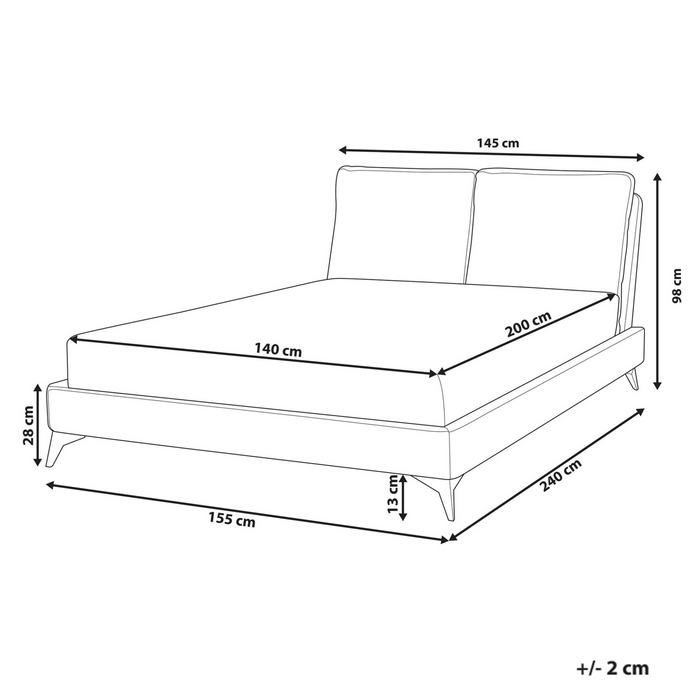 Beliani-MELLE -Tweepersoonsbed-Gebroken wit-140 x 200 cm-Bouclé