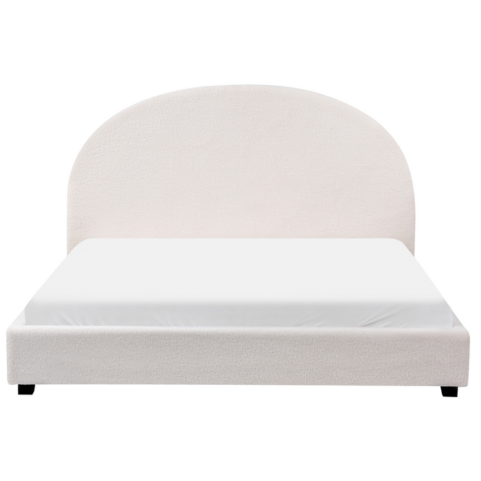 Beliani-VAUCLUSE-Tweepersoonsbed-Gebroken wit-160 x 200 cm-Bouclé