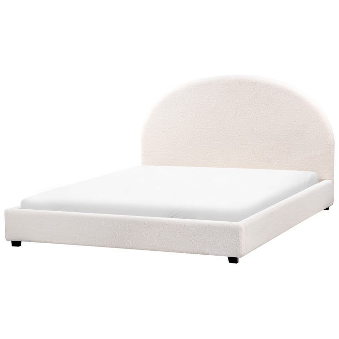 Beliani-VAUCLUSE-Tweepersoonsbed-Gebroken wit-160 x 200 cm-Bouclé