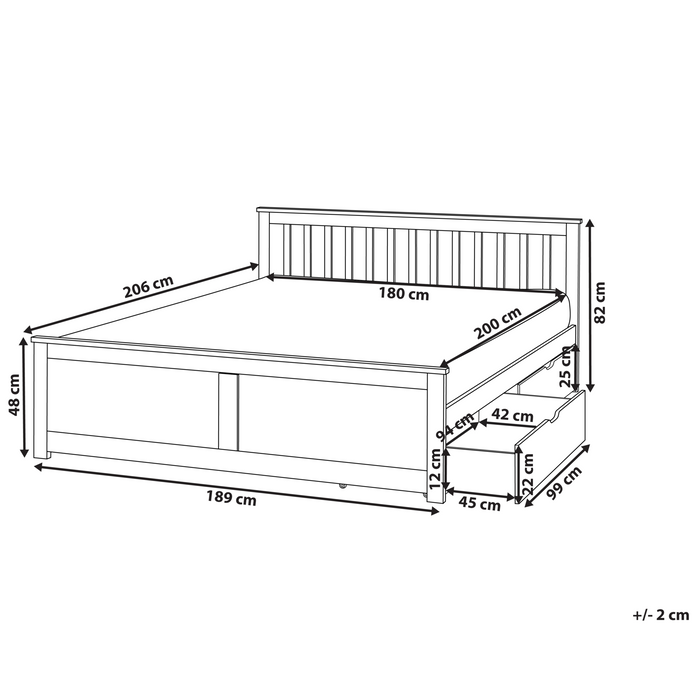 Beliani - OLENDON - Bed met 2 lades - Wit - 180 x 200 cm - Dennenhout