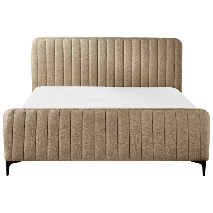 Beliani - LUNAN - Tweepersoonsbed - Taupe - 160 x 200 cm - Bouclé