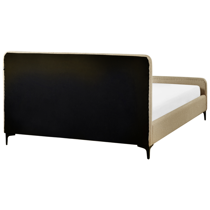 Beliani - LUNAN - Tweepersoonsbed - Taupe - 160 x 200 cm - Bouclé