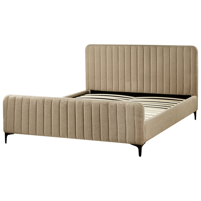Beliani - LUNAN - Tweepersoonsbed - Taupe - 160 x 200 cm - Bouclé