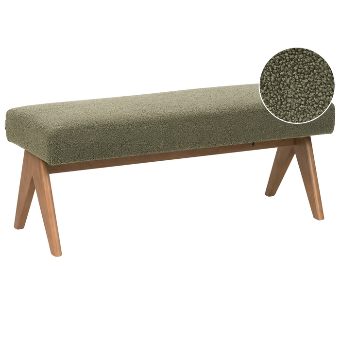 Beliani - TAMRE - Bankje - Groen|Donkerbruin - Bouclé