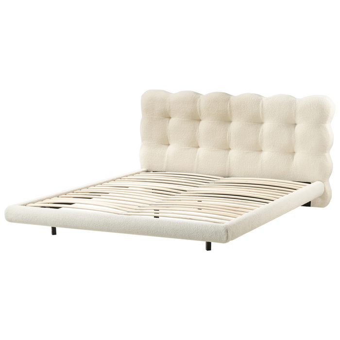 Beliani-SOULISSE-Tweepersoonsbed-Off-white-160 x 200 cm-Bouclé