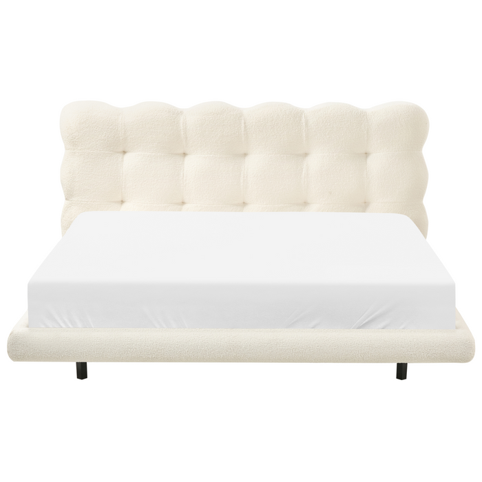 Beliani-SOULISSE-Tweepersoonsbed-Off-white-160 x 200 cm-Bouclé