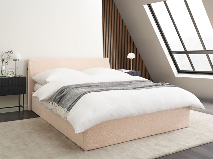Beliani-ORBEY -Bed met opbergruimte-Beige-140 x 200 cm-Bouclé