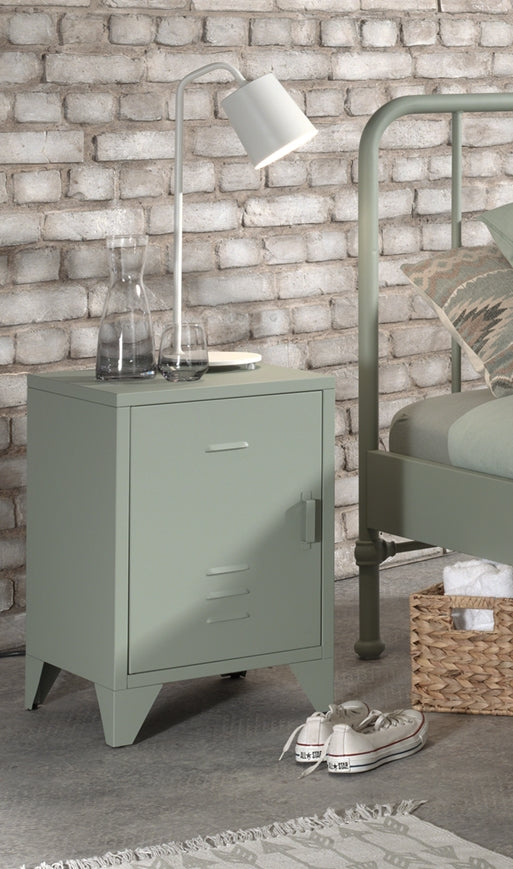 LUCEVI - Bronxx bed + Nachtkastje - Olive Green - 90x200 cm
