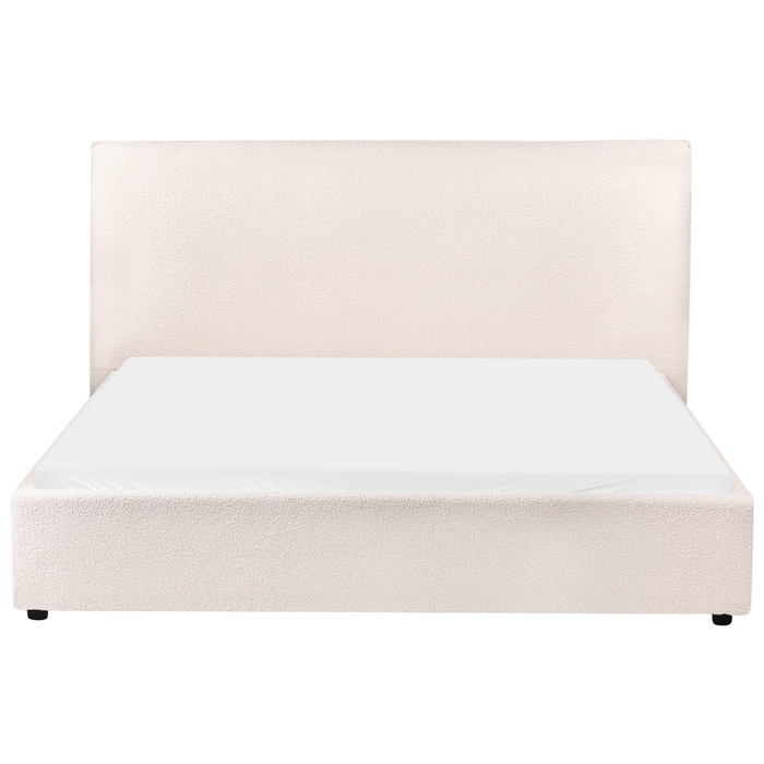 Beliani - LAVAUR - Tweepersoonsbed - Off-white - 160 x 200 cm - Bouclé