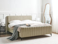 Beliani - LUNAN - Tweepersoonsbed - Beige - 160 x 200 cm - Bouclé