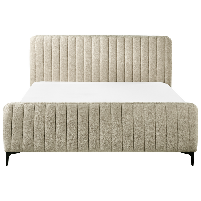 Beliani - LUNAN - Tweepersoonsbed - Beige - 160 x 200 cm - Bouclé