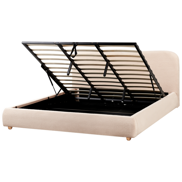 Beliani-BLAGNAC-Bed met opbergruimte-Beige-180 x 200 cm-Bouclé