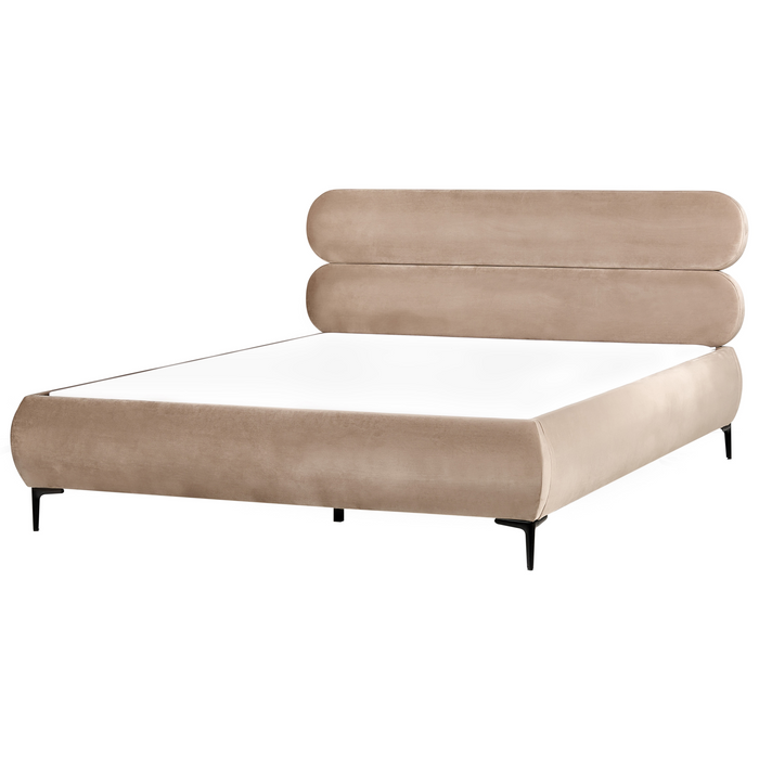 Beliani - LESSAY - Tweepersoonsbed - Taupe - 180 x 200 cm - Fluweel