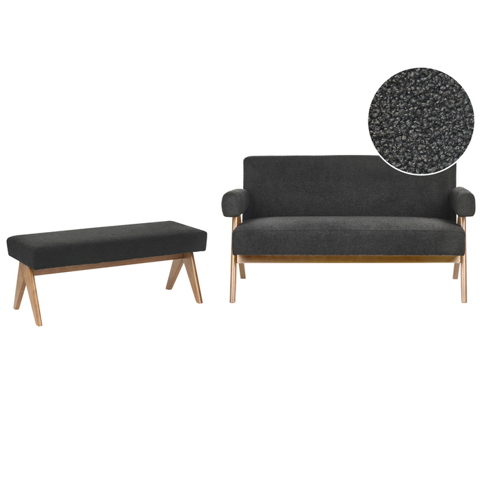 Beliani - TAMRE - Bankenset - Zwart|Donkerbruin - Bouclé