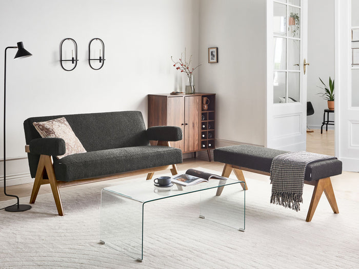 Beliani - TAMRE - Bankenset - Zwart|Donkerbruin - Bouclé