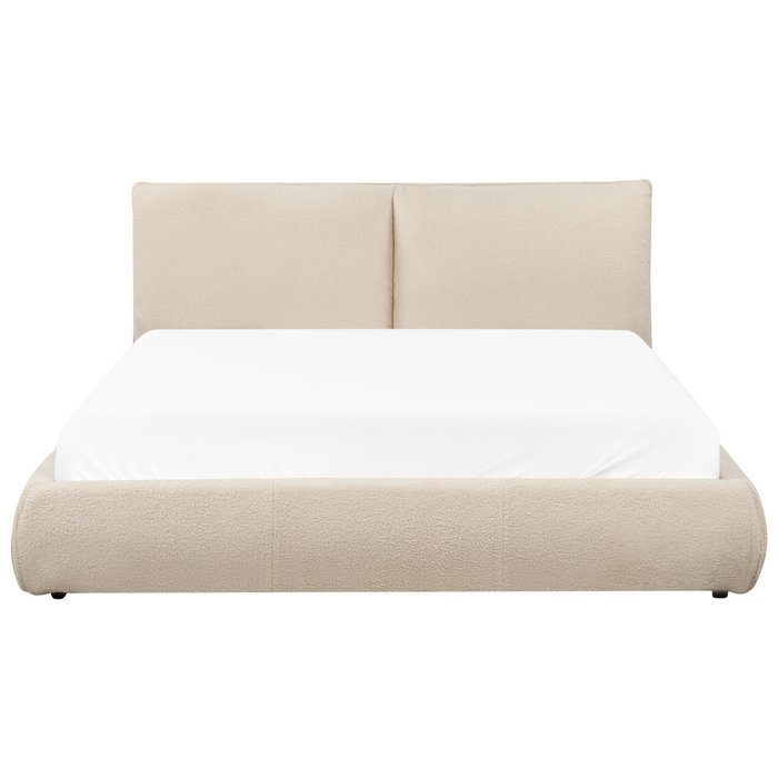 Beliani - VINAY - Tweepersoonsbed - Lichtbeige - 160 x 200 cm - Bouclé