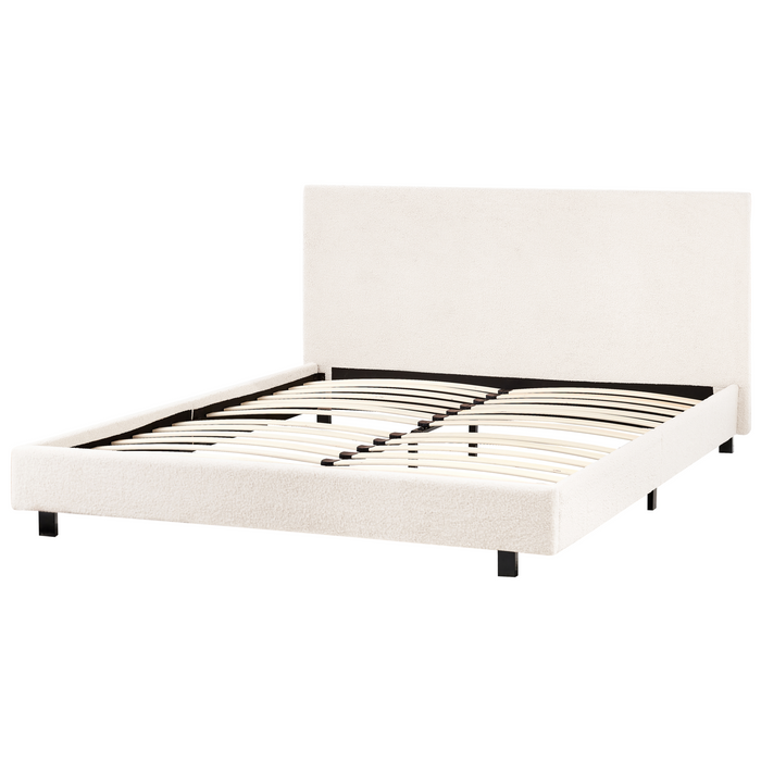 Beliani - ALBI - Tweepersoonsbed - Off-white - 160 x 200 cm - Bouclé