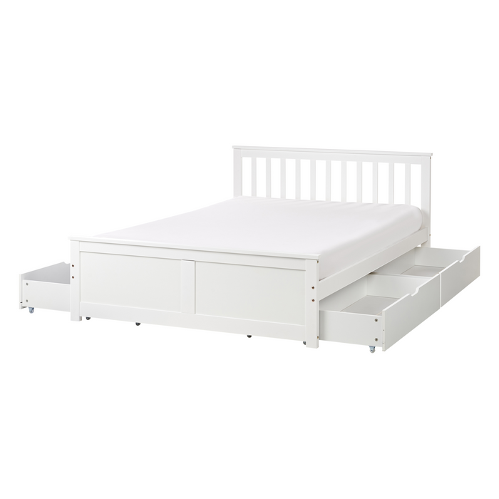 Beliani - OLENDON - Bed met 4 lades - Wit - 140 x 200 cm - Dennenhout