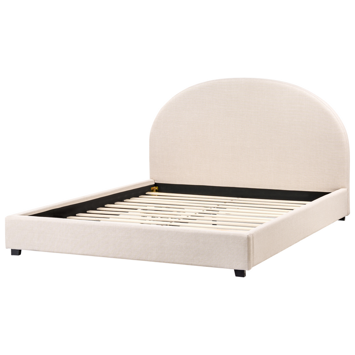 Beliani-VAUCLUSE-Tweepersoonsbed-Lichtbeige-160 x 200 cm-Polyester