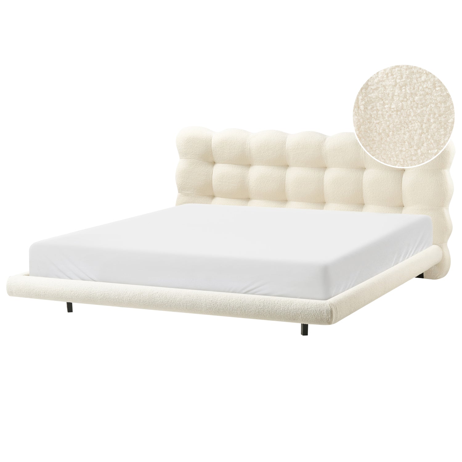 Beliani-SOULISSE-Tweepersoonsbed-Off-white-180 x 200 cm-Bouclé
